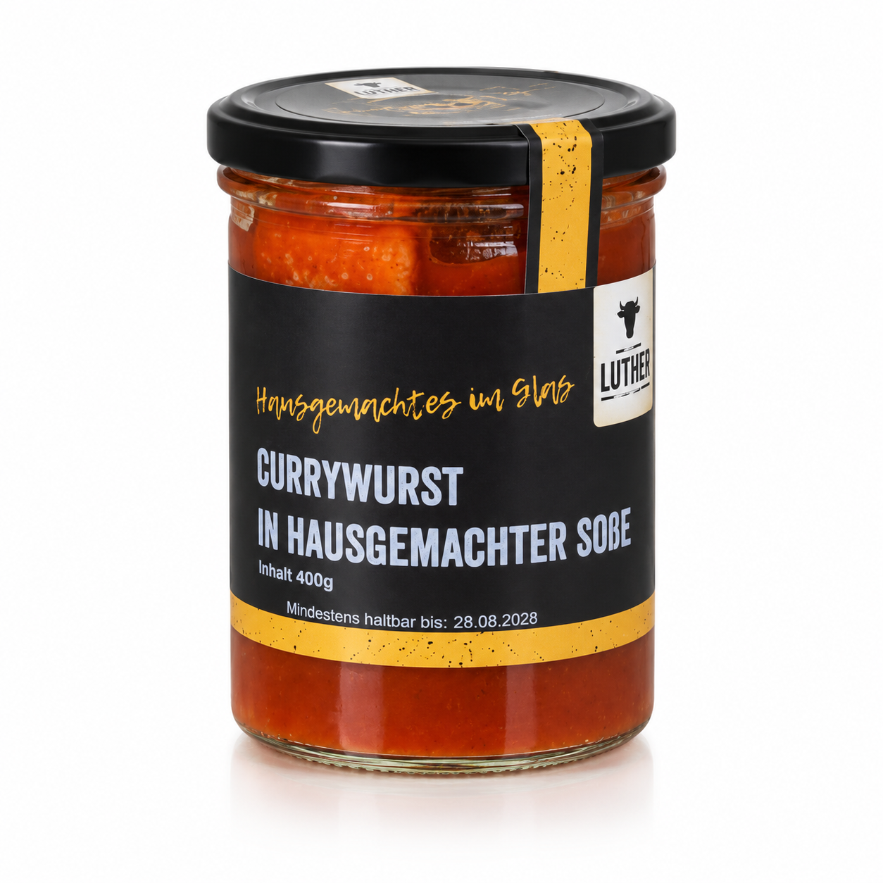 Fleischerei Luther Currywurst in hausgemachter Soße im Glas