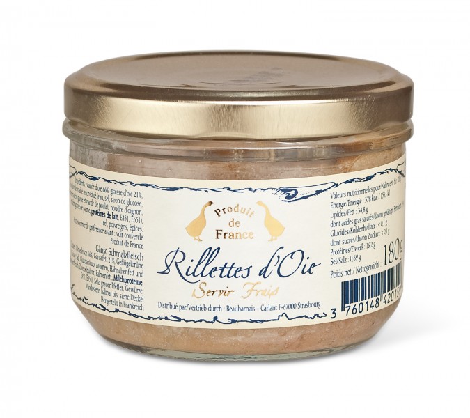 Beauharnais Rillettes d´ Oie Gänserillettes Gänseschmalzfleisch im Glas