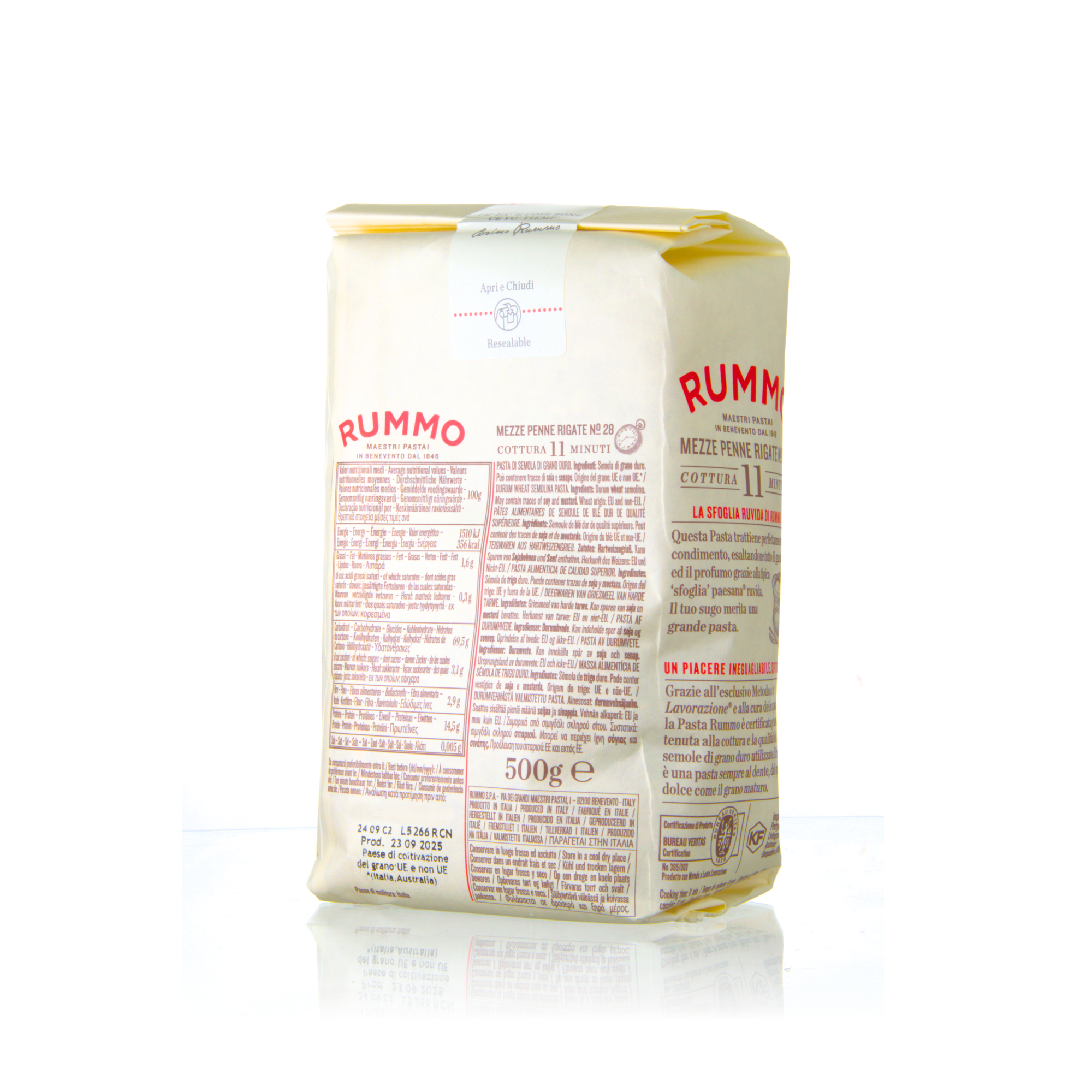 Rummo Mezze Penne Rigate No. 28 - Pasta aus Hartweizengrieß