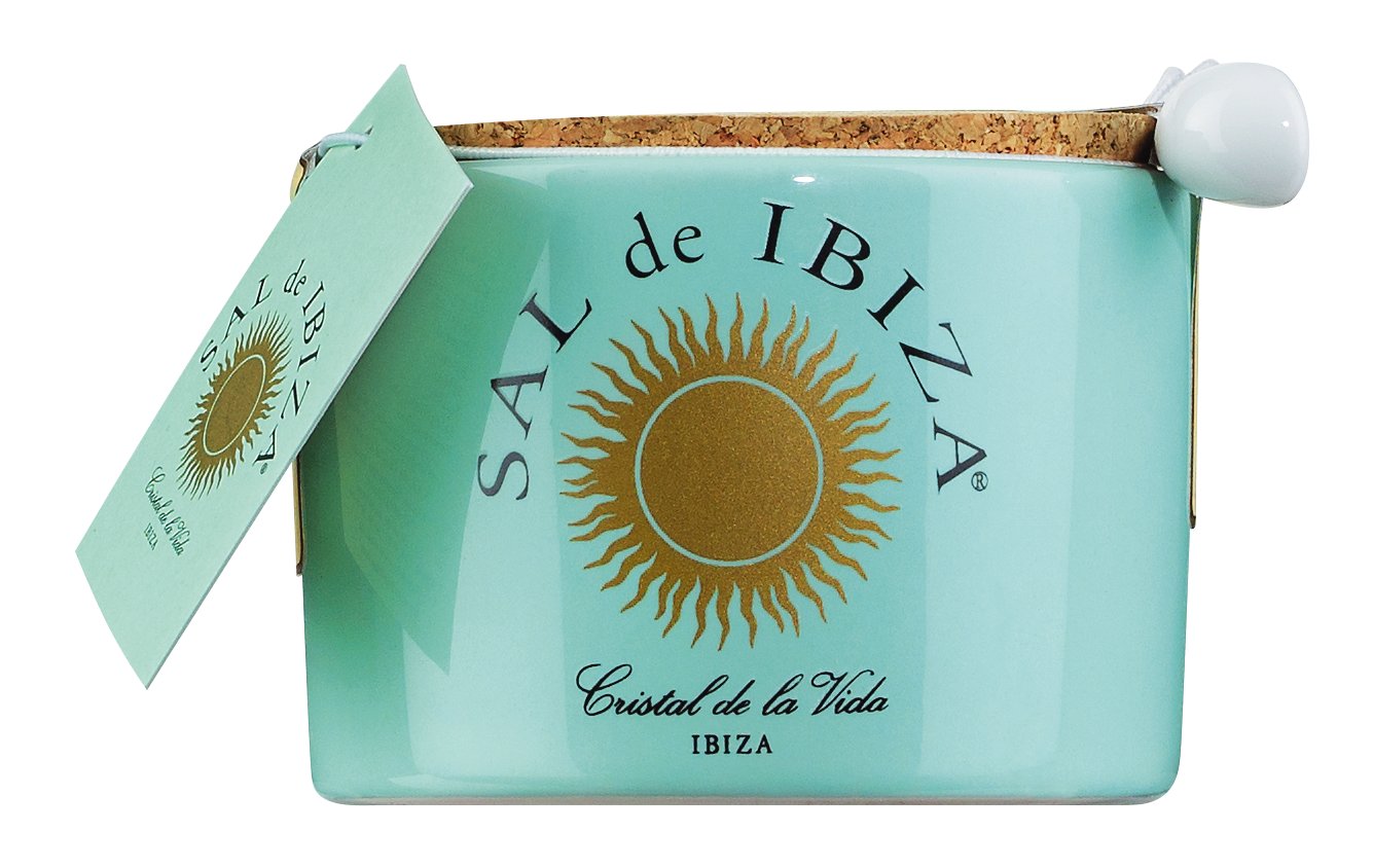 Sal de Ibiza Fleur de Sel im Steintopf mit Keramiklöffel