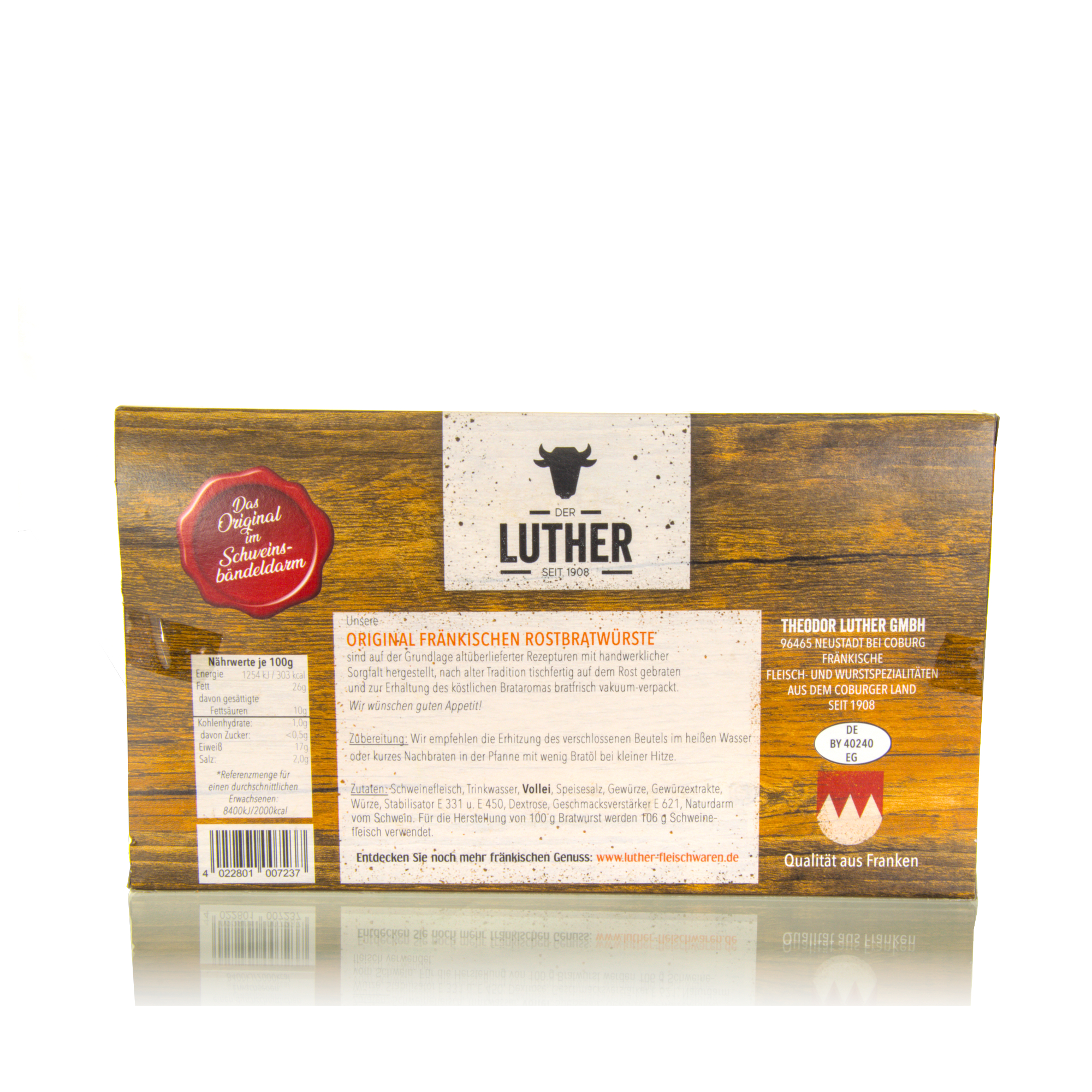 Fleischerei Luther Coburger Bratwurst vorgebraten Geschenkkarton