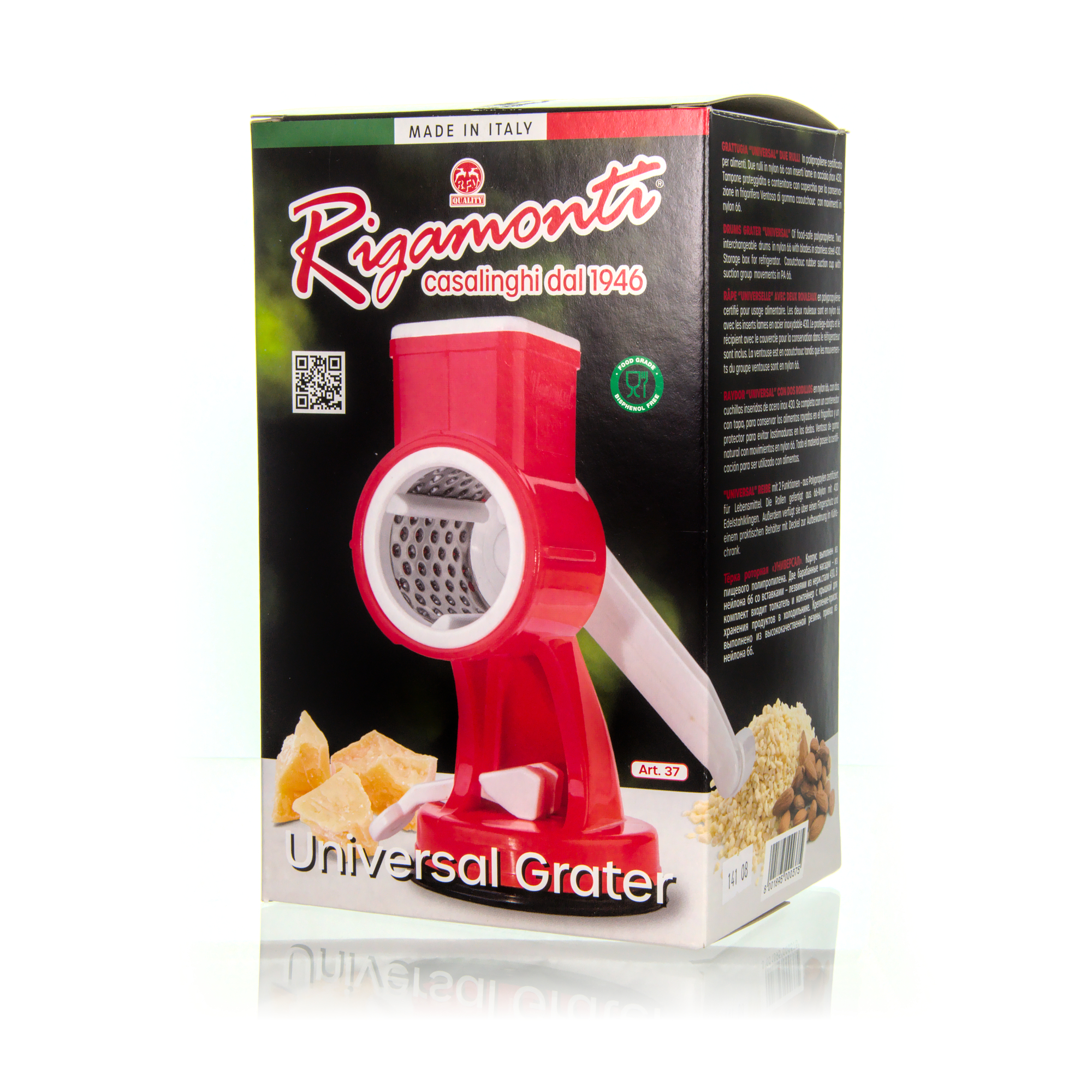 Rigamonti Universal Trommelreibe mit 2 Edelstahlrollen rot