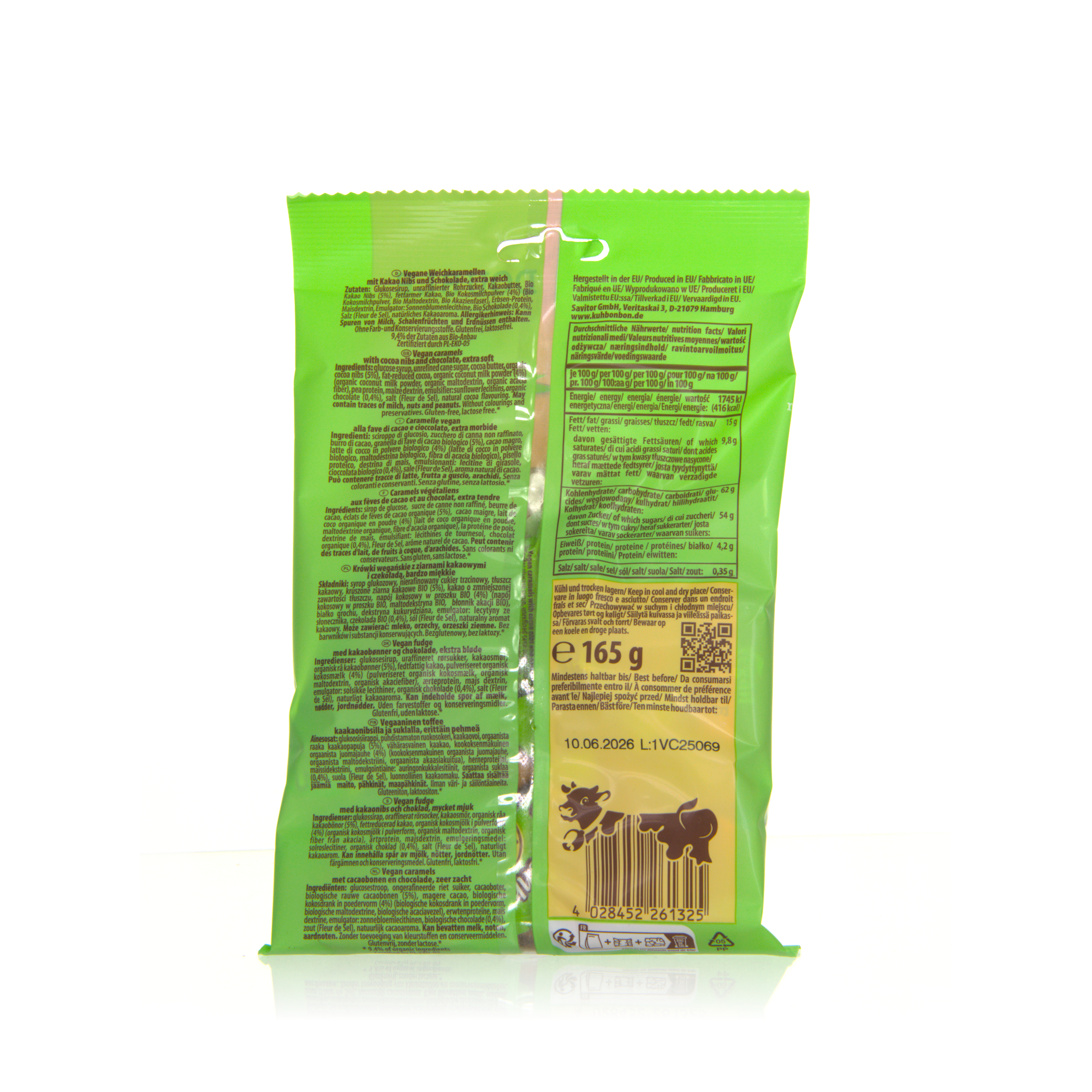Kuhbonbon Double Choc vegan - Weichkaramellen mit Schokolade 165g