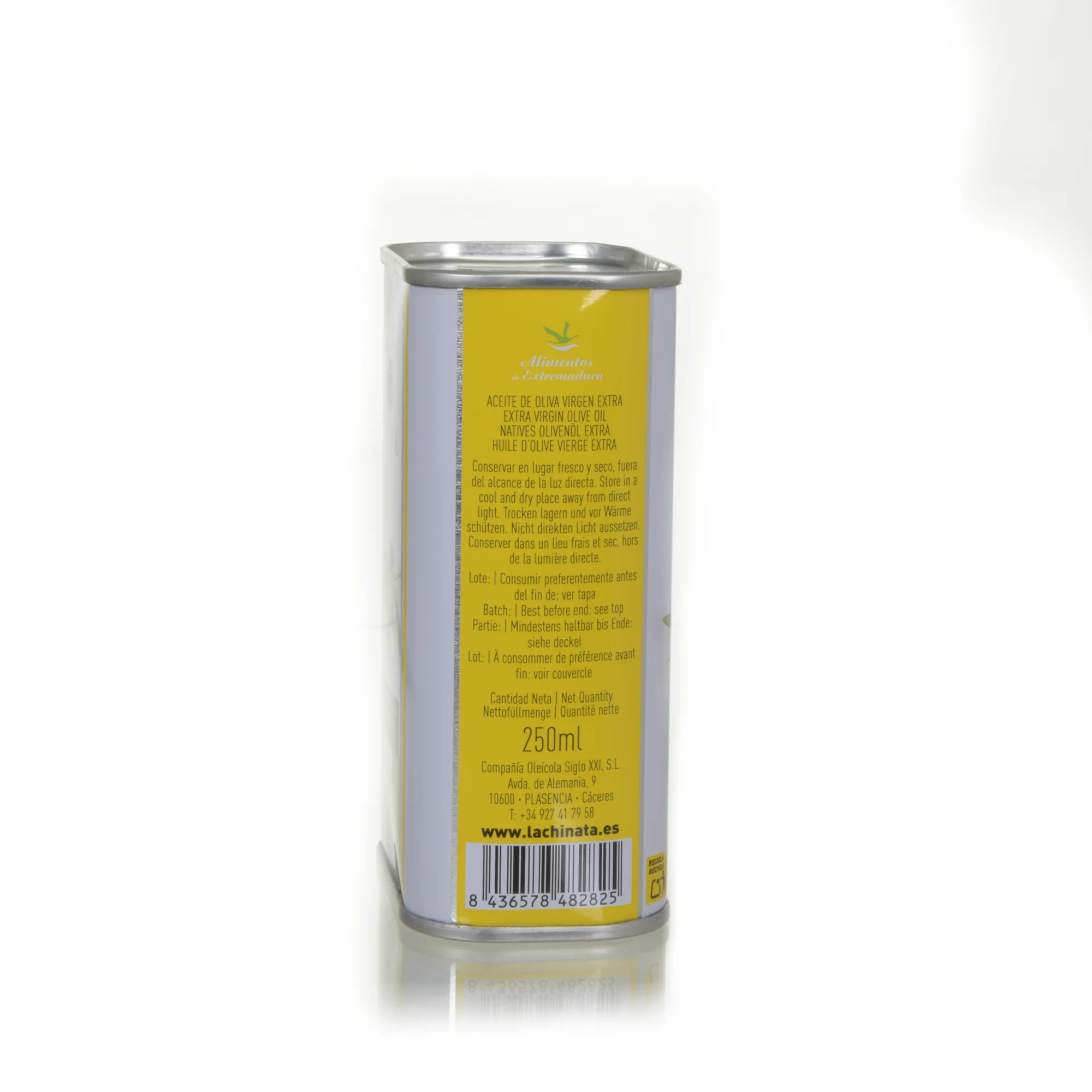 Rückseite der 250-ml-Dose La Chinata Olivenöl mit Nährwertangaben