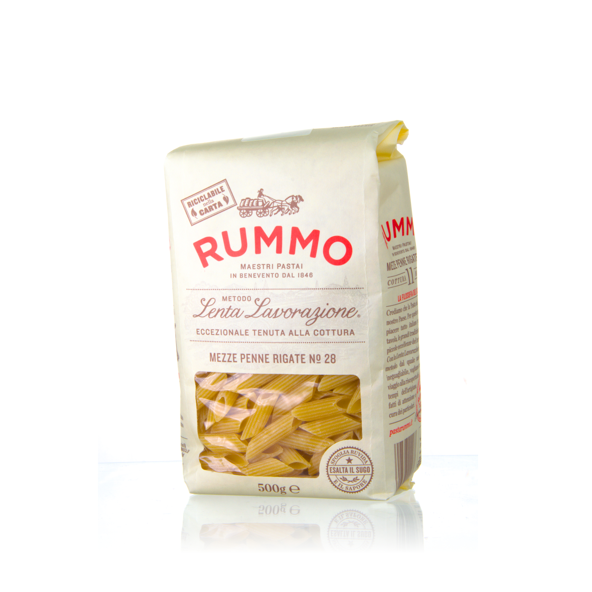Rummo Mezze Penne Rigate No. 28 - Pasta aus Hartweizengrieß