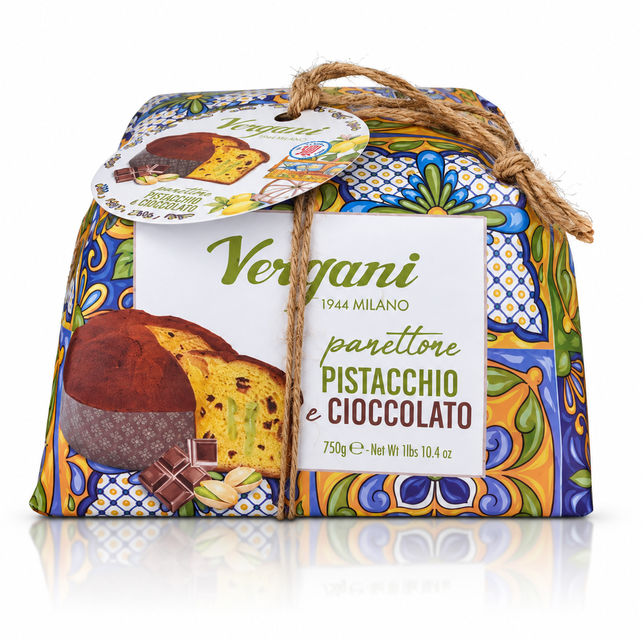 Vergani Panettone mit Pistaziencreme und Schokoladenstückchen 750g