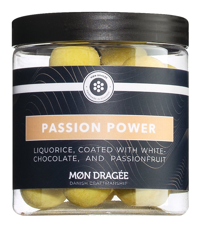 Møn Dragée Passion Power - Lakritzdragees in weißer Schokolade und Passionsfrucht
