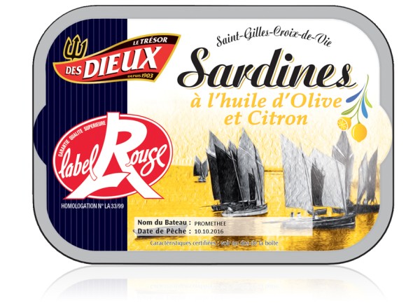 Le Tresor Des Dieux Sardinen in Olivenöl Extra mit Zitrone Label Rouge